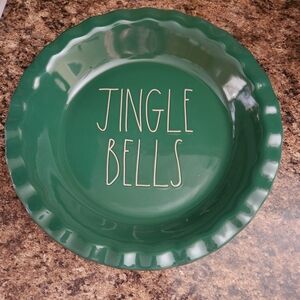 Rae Dunn Green Jingle Bells Pie Plate